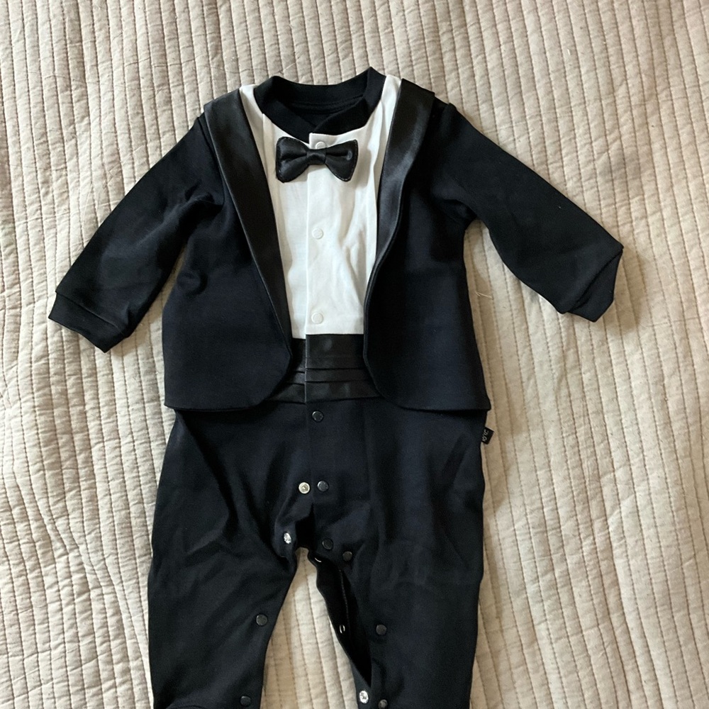 Baby Tuxedo Onesie with Bow Tie